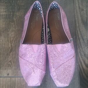 Toms Pink Glitter Classic Canvas Flats